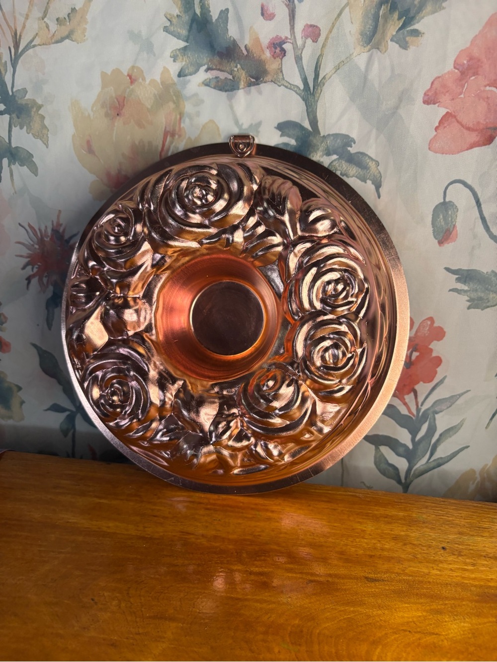 Vintage Floral Rose Mold Copper-Tone Bundt Pan